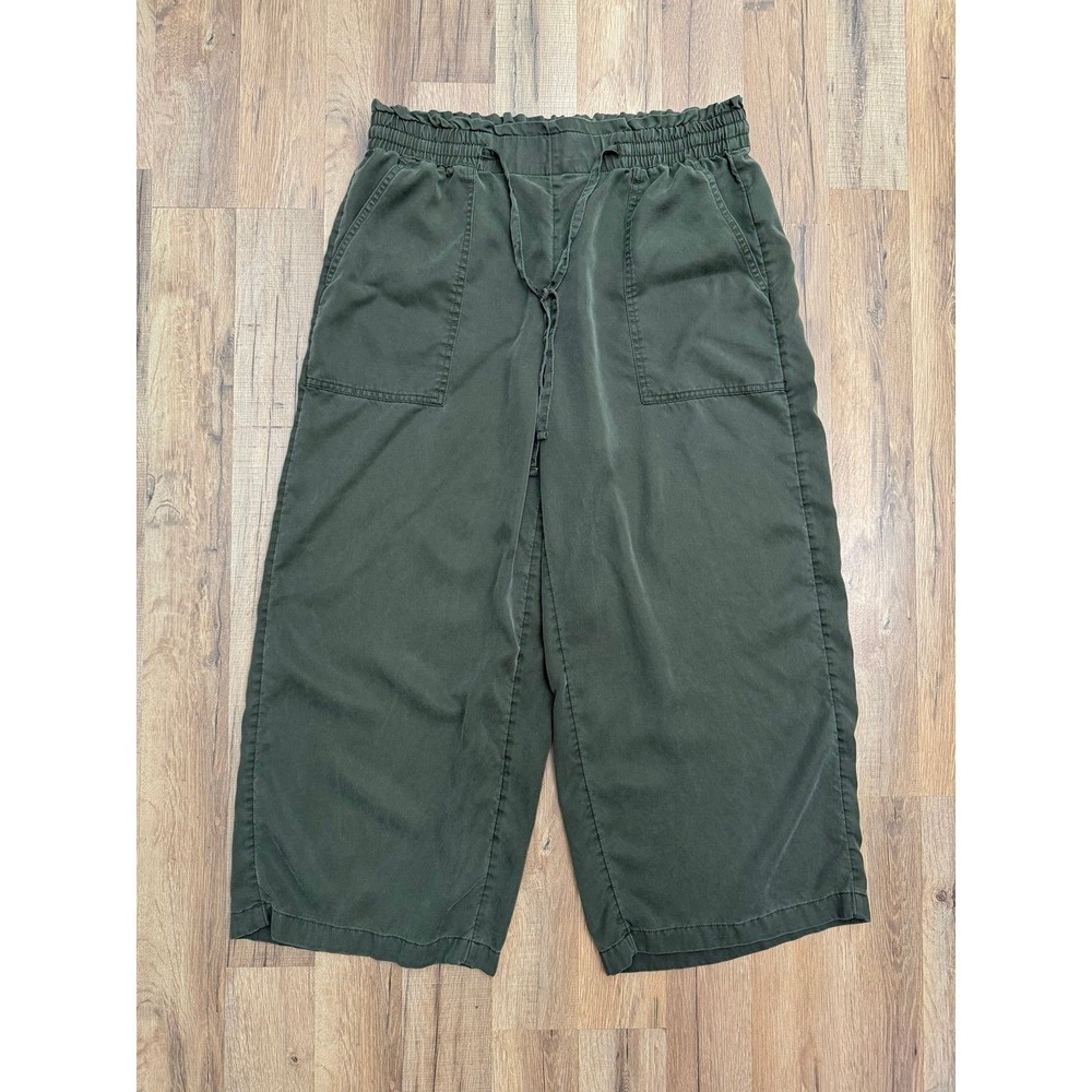 Calligraphie Wide Leg Pants Women Large Olive Lyocell Pull On Flowy - Picture 2 of 7